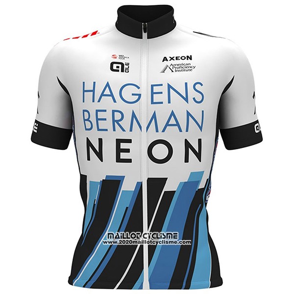2017 Maillot Ciclismo Axeon Hagens Berman Blanc et Noir Manches Courtes et Cuissard